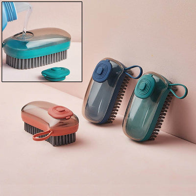 Multifunctional automatic liquid cleaning brush with ergonomic grip for shoes and household use