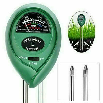 3 In 1 PH Tester soil moisture and light meter for garden plants with three-way dial and double-needle sensor probes